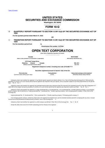 Thumbnail OpenText 10-Q Quarterly Report FY2023 