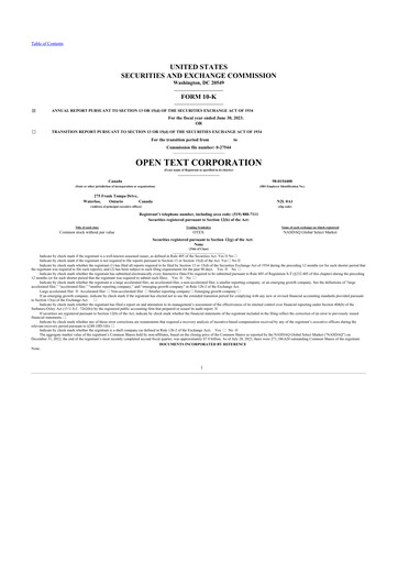 Thumbnail OpenText 10-K Annual Report 2023