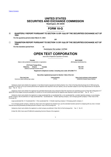 Thumbnail OpenText 10-Q Quarterly Report FY2024 