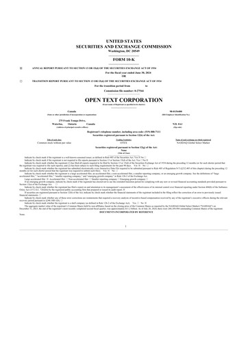 Thumbnail OpenText 10-K Annual Report 2024