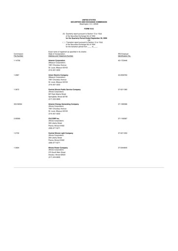 Thumbnail Ameren
 10-Q Quarterly Report FY 