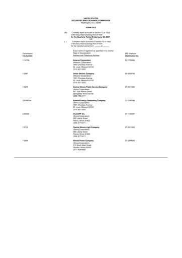 Thumbnail Ameren
 10-Q Quarterly Report FY 