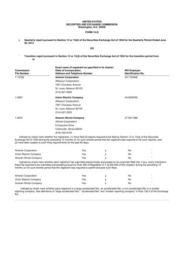 Thumbnail Ameren
 10-Q Quarterly Report FY 