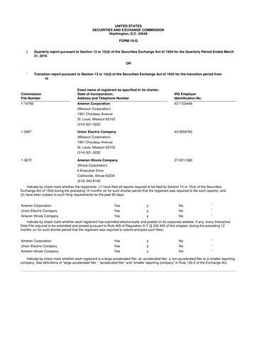 Thumbnail Ameren
 10-Q Quarterly Report FY 