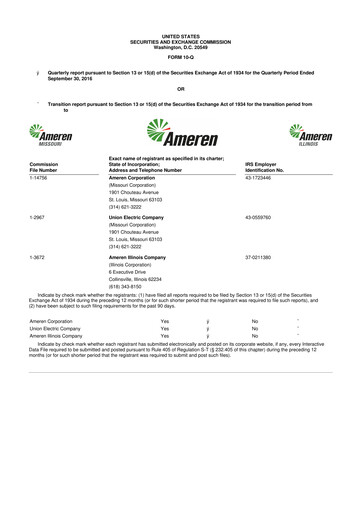 Thumbnail Ameren
 10-Q Quarterly Report FY 