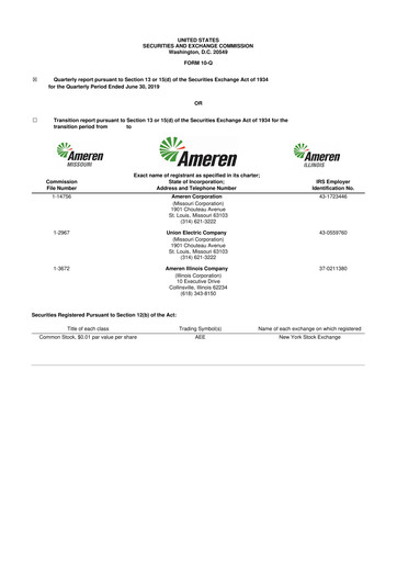 Thumbnail Ameren
 10-Q Quarterly Report FY 