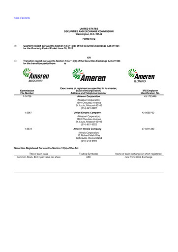 Thumbnail Ameren
 10-Q Quarterly Report FY 