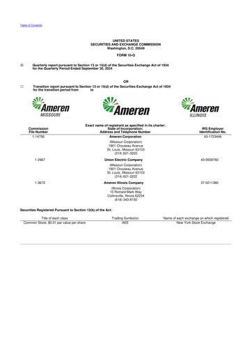 Thumbnail Ameren
 10-Q Quarterly Report FY 