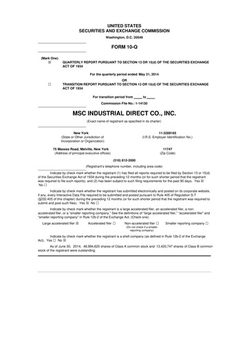 Thumbnail MSC Industrial Direct 10-Q Quarterly Report FY2014 
