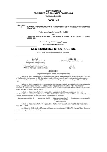 Thumbnail MSC Industrial Direct 10-Q Quarterly Report FY2015 