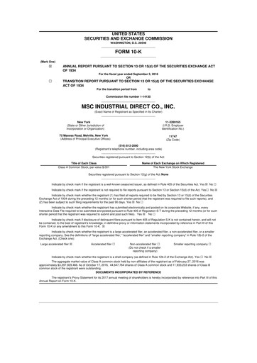 Thumbnail MSC Industrial Direct 10-K Annual Report 2016