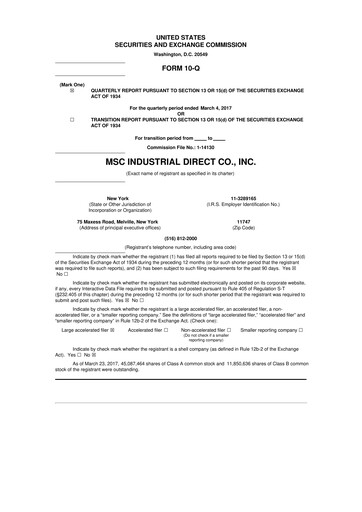 Thumbnail MSC Industrial Direct 10-Q Quarterly Report FY2017 