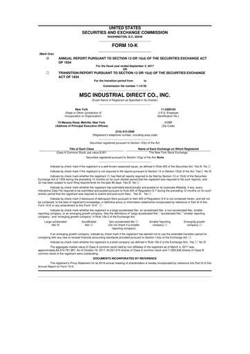 Thumbnail MSC Industrial Direct 10-K Annual Report 2017