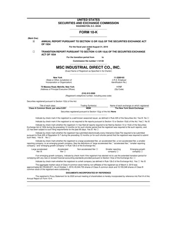 Thumbnail MSC Industrial Direct 10-K Annual Report 2019