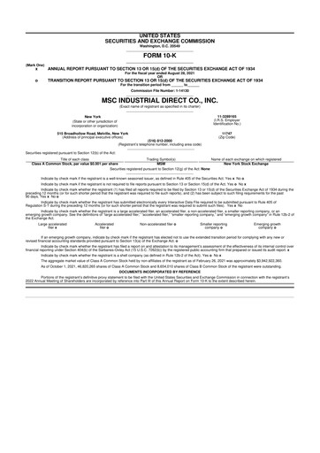 Thumbnail MSC Industrial Direct 10-K Annual Report 2021