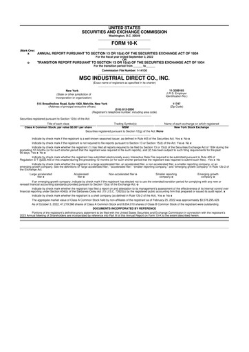 Thumbnail MSC Industrial Direct 10-K Annual Report 2022