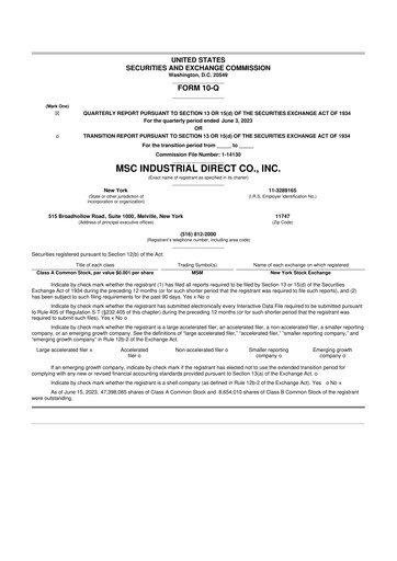 Thumbnail MSC Industrial Direct 10-Q Quarterly Report FY2023 