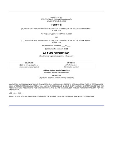 Thumbnail Alamo Group 10-Q Quarterly Report FY 