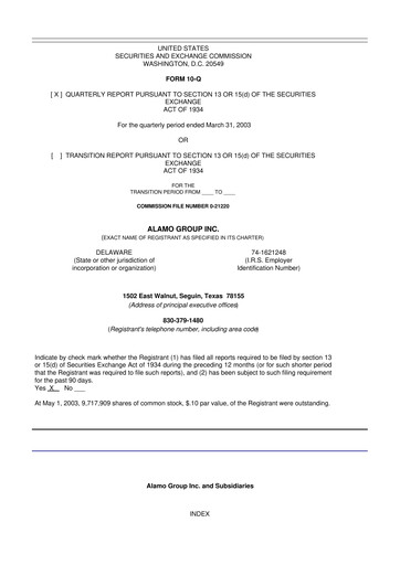 Thumbnail Alamo Group 10-Q Quarterly Report FY 