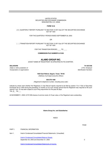 Thumbnail Alamo Group 10-Q Quarterly Report FY 