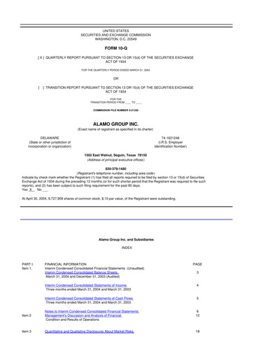 Thumbnail Alamo Group 10-Q Quarterly Report FY 