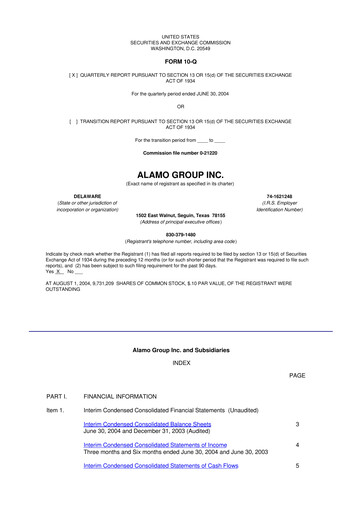 Thumbnail Alamo Group 10-Q Quarterly Report FY 