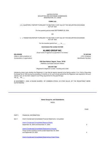 Thumbnail Alamo Group 10-Q Quarterly Report FY 