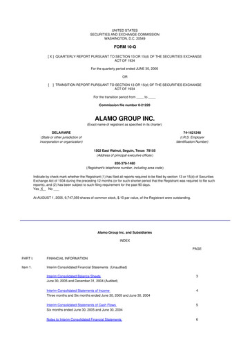 Thumbnail Alamo Group 10-Q Quarterly Report FY 