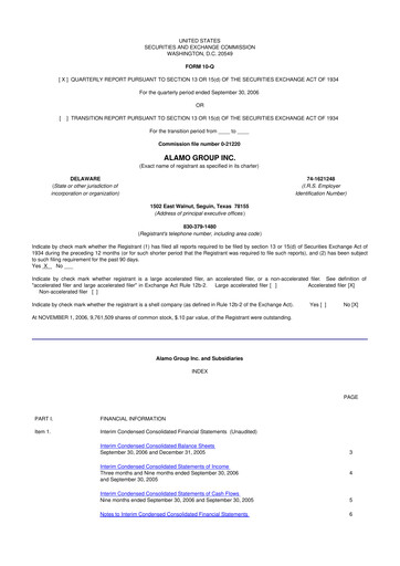 Thumbnail Alamo Group 10-Q Quarterly Report FY 