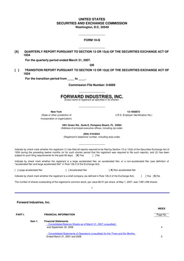 Vorschaubild Forward Industries 10-Q Quartalsbericht  