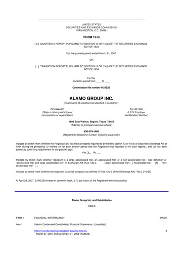 Thumbnail Alamo Group 10-Q Quarterly Report FY 