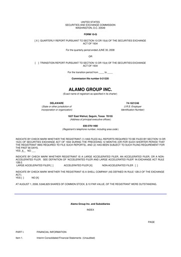 Thumbnail Alamo Group 10-Q Quarterly Report FY 