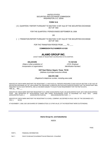 Thumbnail Alamo Group 10-Q Quarterly Report FY 