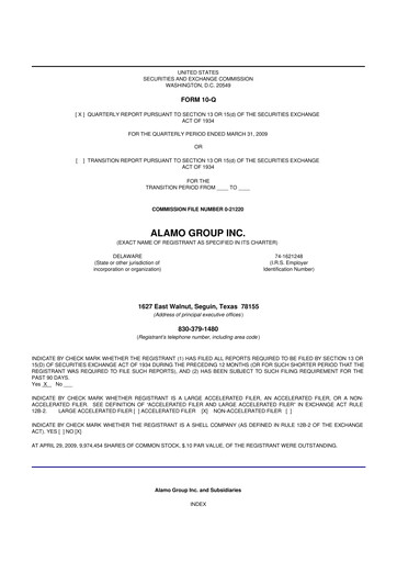 Thumbnail Alamo Group 10-Q Quarterly Report FY 