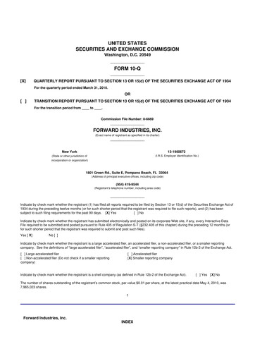 Vorschaubild Forward Industries 10-Q Quartalsbericht  