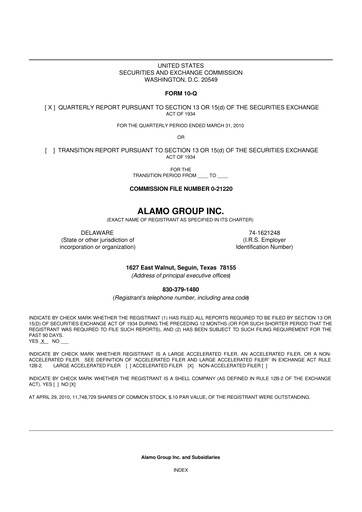 Thumbnail Alamo Group 10-Q Quarterly Report FY 