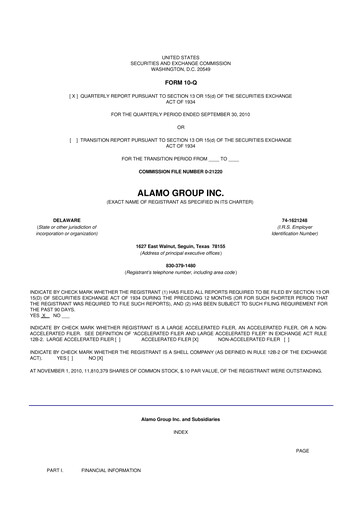 Thumbnail Alamo Group 10-Q Quarterly Report FY 