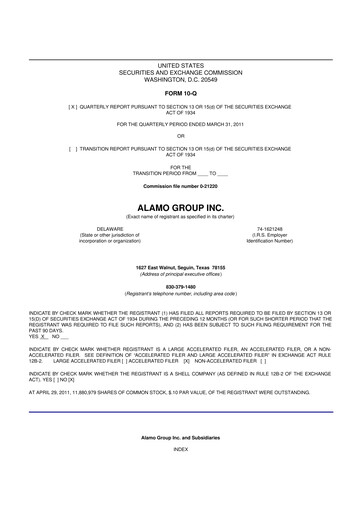 Thumbnail Alamo Group 10-Q Quarterly Report FY 