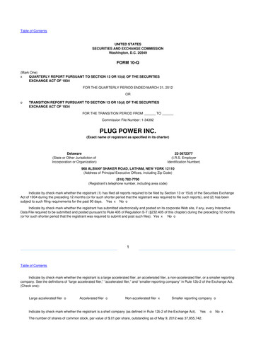 Thumbnail Plug Power 10-Q Quarterly Report FY2012 