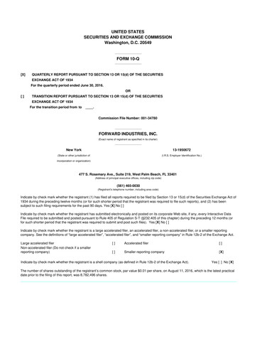 Vorschaubild Forward Industries 10-Q Quartalsbericht 2016 