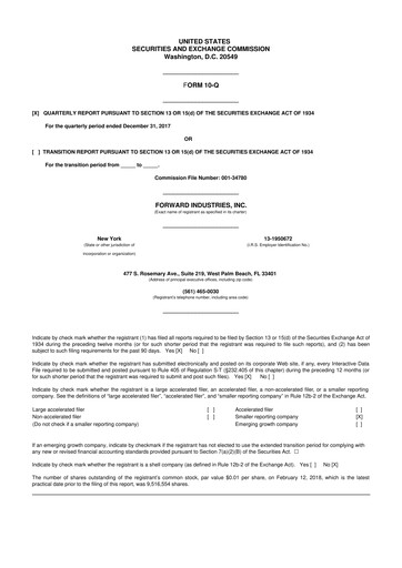 Vorschaubild Forward Industries 10-Q Quartalsbericht 2018 