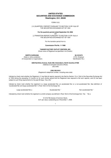 Vorschaubild Tanger Inc.
 10-Q Quartalsbericht  