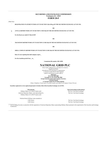 Thumbnail National Grid 20-F Annual Report 2019