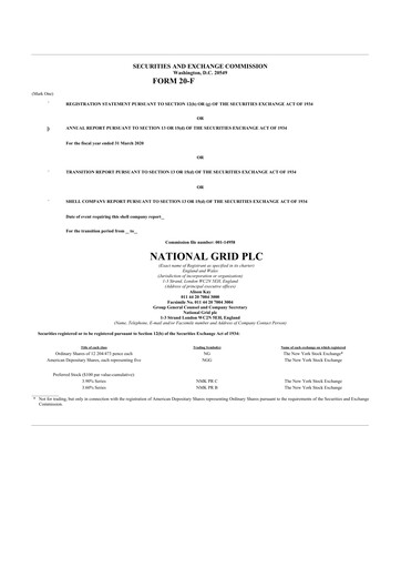 Thumbnail National Grid 20-F Annual Report 2020