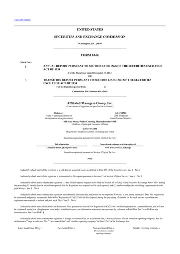 Thumbnail Affiliated Managers Group 10-K Annual Report 2013