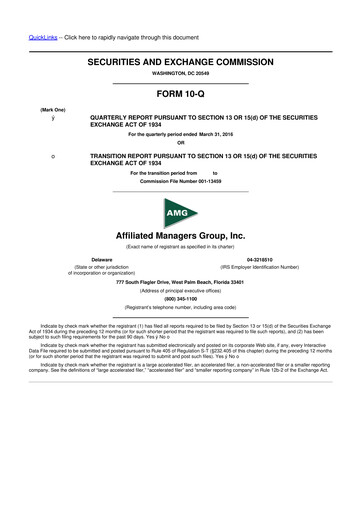 Miniature Affiliated Managers Group 10-Q Rapport trimestriel 2016 