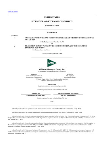 Thumbnail Affiliated Managers Group 10-K Annual Report 2016