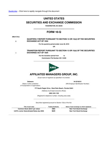 Miniature Affiliated Managers Group 10-Q Rapport trimestriel 2019 
