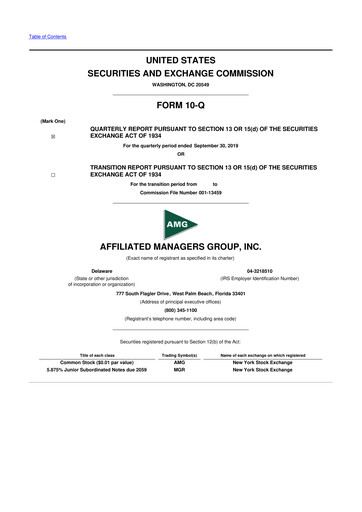 Miniature Affiliated Managers Group 10-Q Rapport trimestriel 2019 