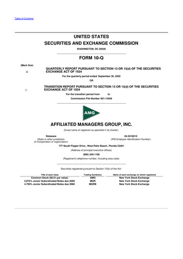 Miniature Affiliated Managers Group 10-Q Rapport trimestriel 2020 